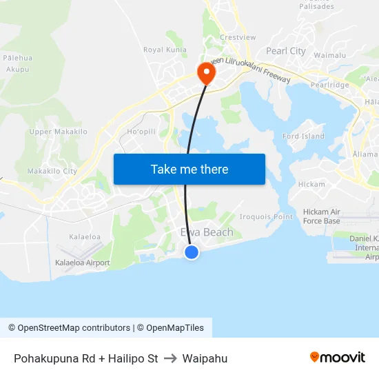 Pohakupuna Rd + Hailipo St to Waipahu map