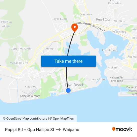 Papipi Rd + Opp Hailipo St to Waipahu map