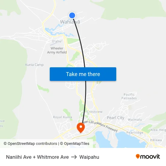Naniihi Ave + Whitmore Ave to Waipahu map
