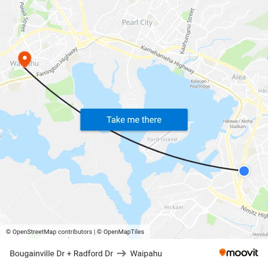 Bougainville Dr + Radford Dr to Waipahu map