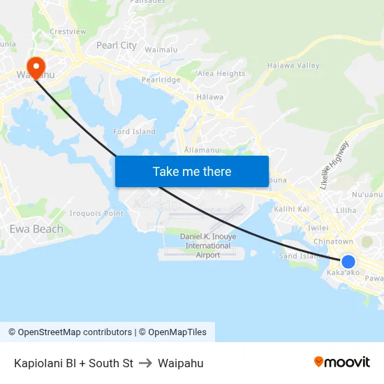 Kapiolani Bl + South St to Waipahu map