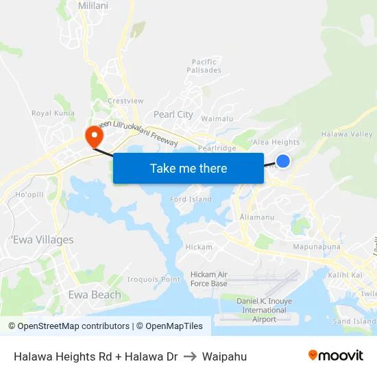 Halawa Heights Rd + Halawa Dr to Waipahu map
