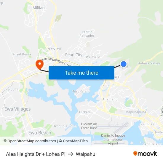 Aiea Heights Dr + Lohea Pl to Waipahu map
