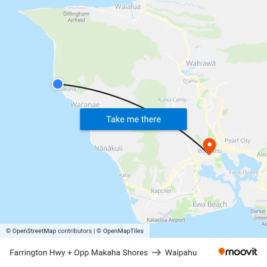 Farrington Hwy + Opp Makaha Shores to Waipahu map