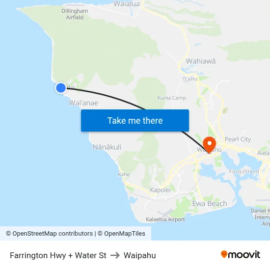 Farrington Hwy + Water St to Waipahu map