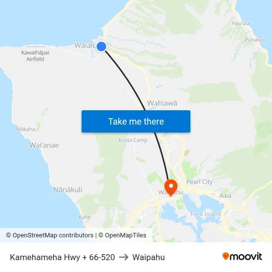 Kamehameha Hwy + 66-520 to Waipahu map