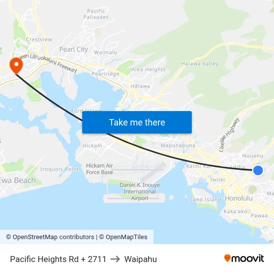 Pacific Heights Rd + 2711 to Waipahu map
