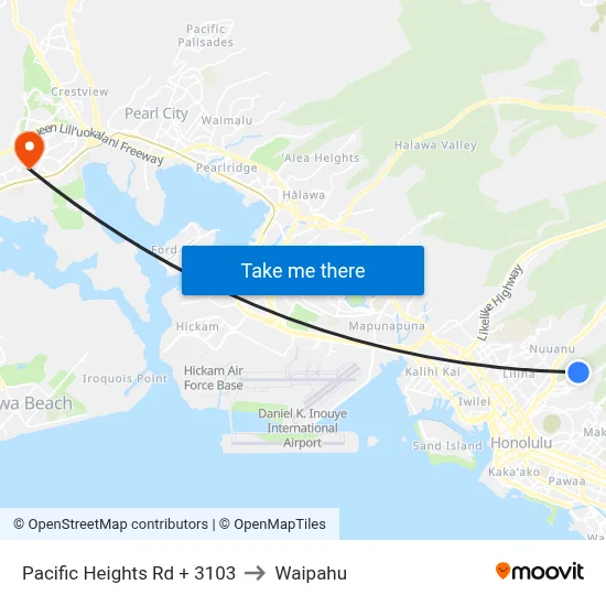 Pacific Heights Rd + 3103 to Waipahu map