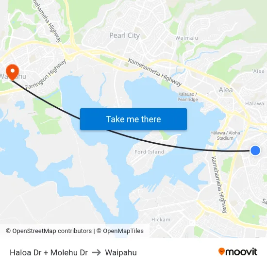 Haloa Dr + Molehu Dr to Waipahu map