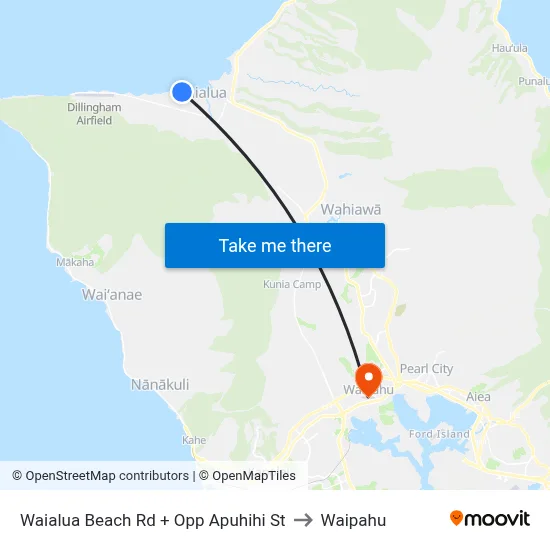 Waialua Beach Rd + Opp Apuhihi St to Waipahu map