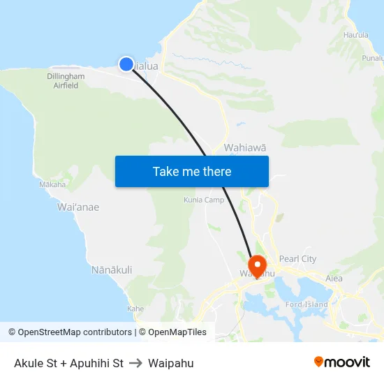 Akule St + Apuhihi St to Waipahu map