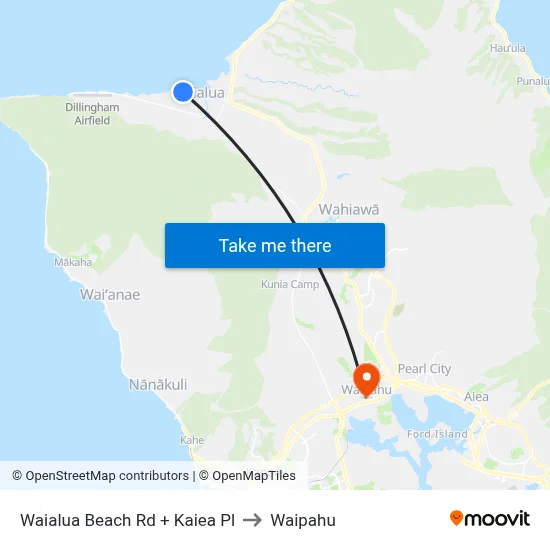 Waialua Beach Rd + Kaiea Pl to Waipahu map