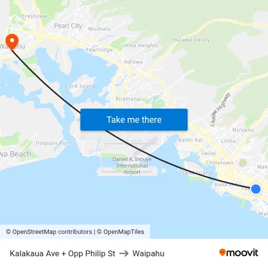 Kalakaua Ave + Opp Philip St to Waipahu map