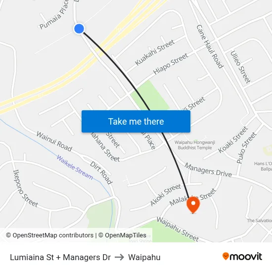 Lumiaina St + Managers Dr to Waipahu map