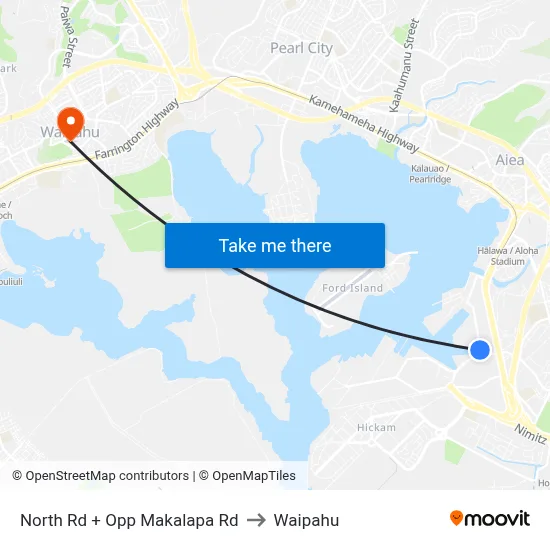 North Rd + Opp Makalapa Rd to Waipahu map
