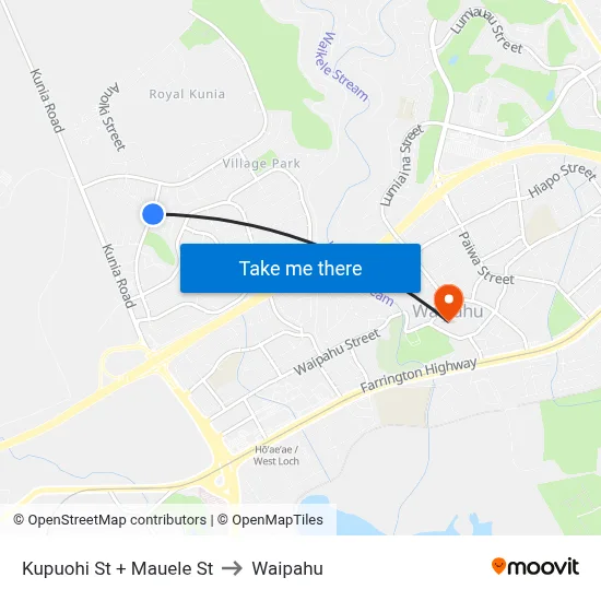 Kupuohi St + Mauele St to Waipahu map