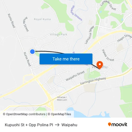 Kupuohi St + Opp Polina Pl to Waipahu map