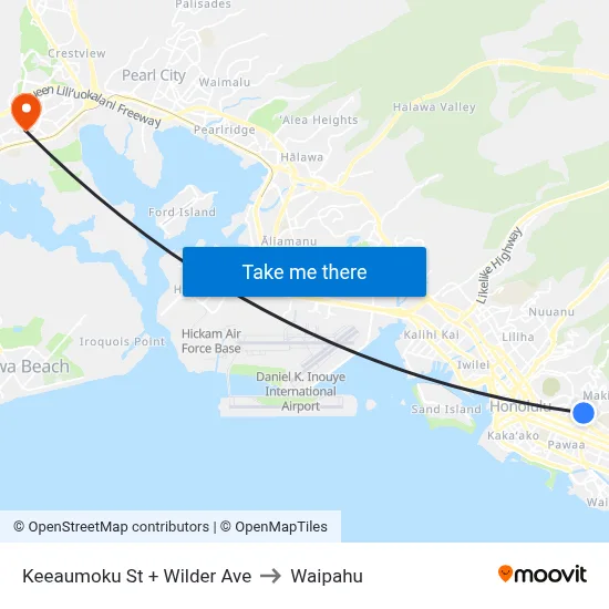 Keeaumoku St + Wilder Ave to Waipahu map