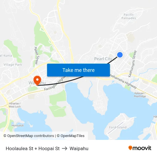 Hoolaulea St + Hoopai St to Waipahu map