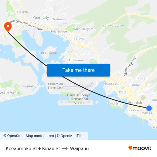 Keeaumoku St + Kinau St to Waipahu map