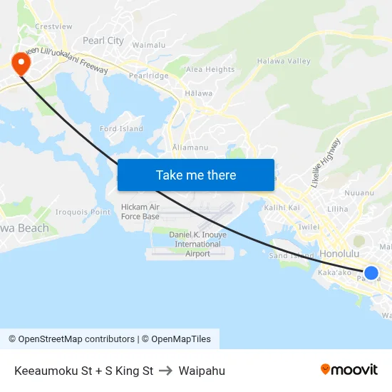 Keeaumoku St + S King St to Waipahu map