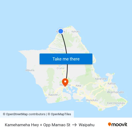 Kamehameha Hwy + Opp Mamao St to Waipahu map