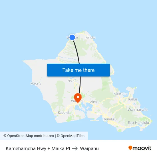Kamehameha Hwy + Maika Pl to Waipahu map