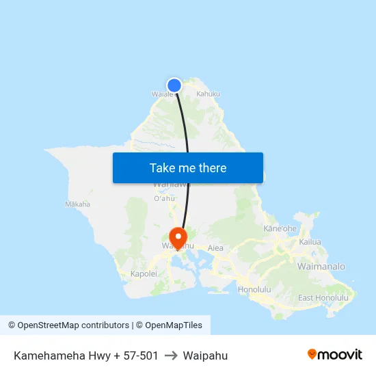 Kamehameha Hwy + 57-501 to Waipahu map