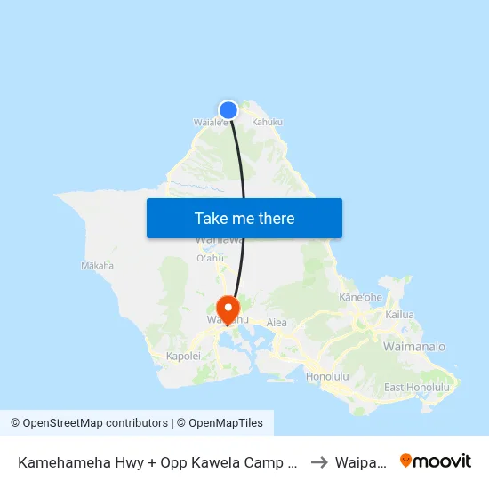 Kamehameha Hwy + Opp Kawela Camp Rd to Waipahu map