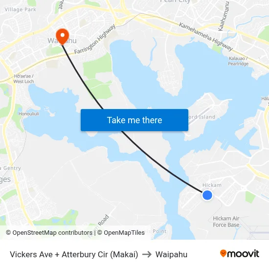 Vickers Ave + Atterbury Cir (Makai) to Waipahu map