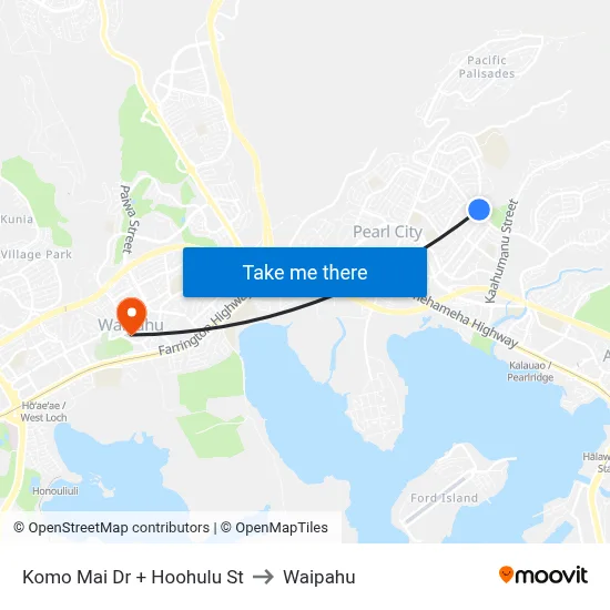Komo Mai Dr + Hoohulu St to Waipahu map