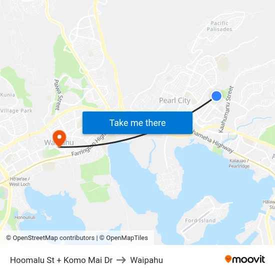 Hoomalu St + Komo Mai Dr to Waipahu map