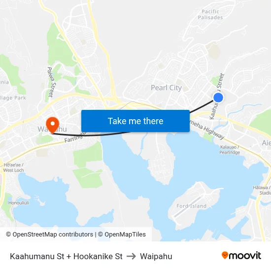 Kaahumanu St + Hookanike St to Waipahu map