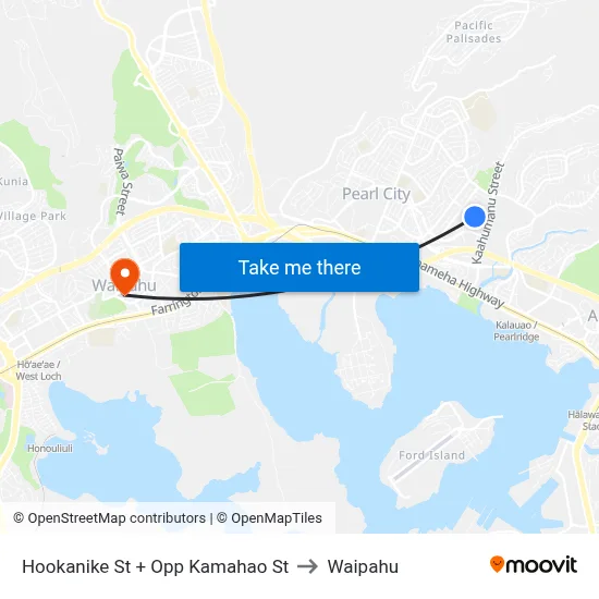 Hookanike St + Opp Kamahao St to Waipahu map