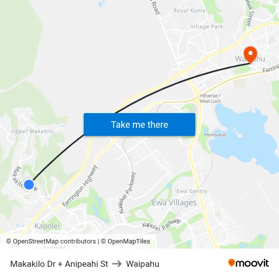 Makakilo Dr + Anipeahi St to Waipahu map