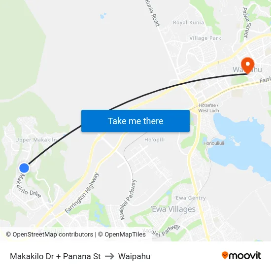 Makakilo Dr + Panana St to Waipahu map