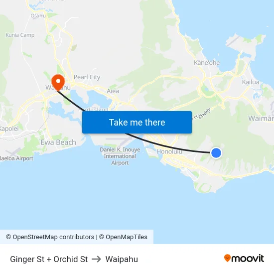Ginger St + Orchid St to Waipahu map