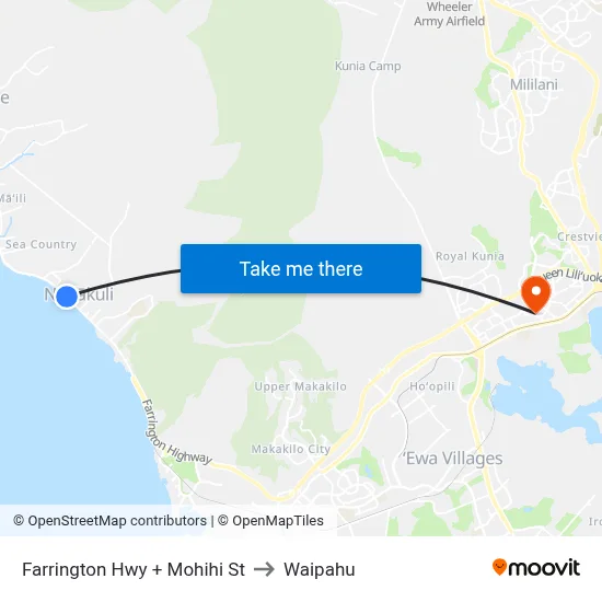 Farrington Hwy + Mohihi St to Waipahu map