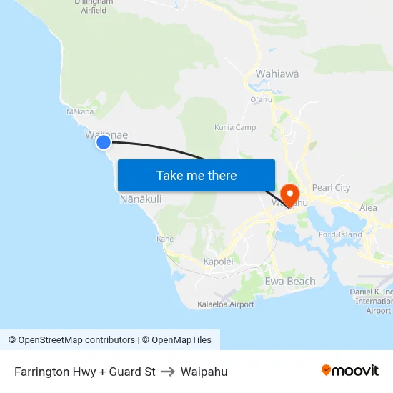 Farrington Hwy + Guard St to Waipahu map