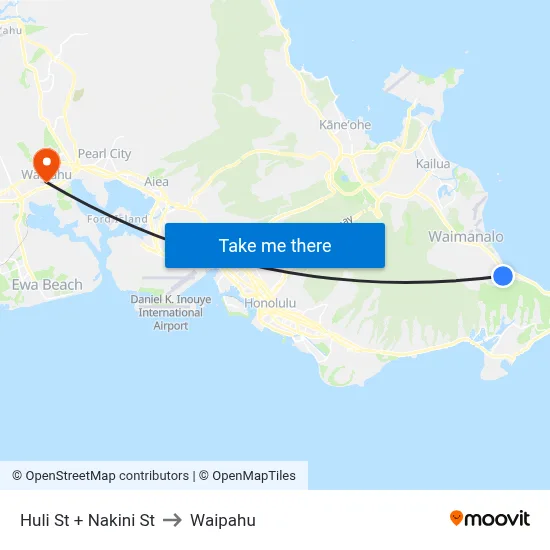 Huli St + Nakini St to Waipahu map