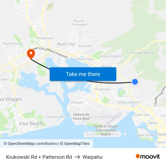 Krukowski Rd + Patterson Rd to Waipahu map