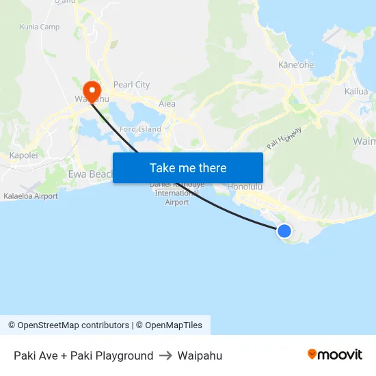 Paki Ave + Paki Playground to Waipahu map