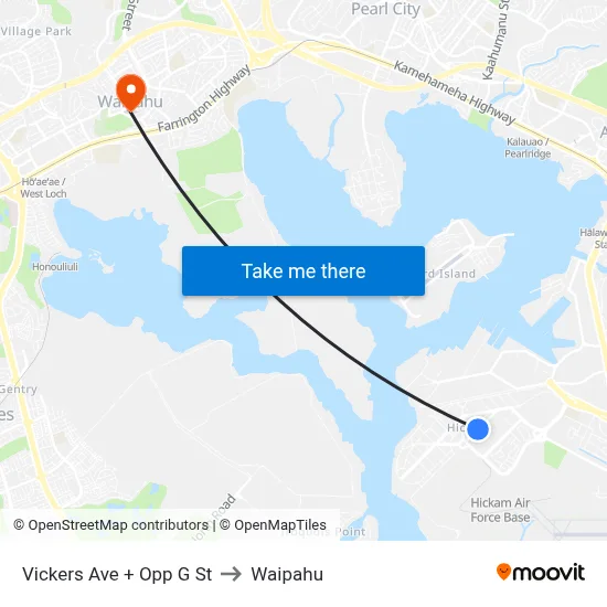Vickers Ave + Opp G St to Waipahu map