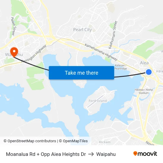 Moanalua Rd + Opp Aiea Heights Dr to Waipahu map