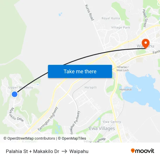 Palahia St + Makakilo Dr to Waipahu map