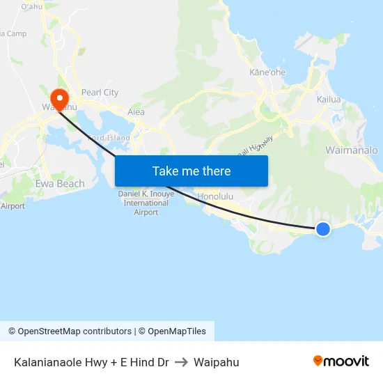 Kalanianaole Hwy + E Hind Dr to Waipahu map