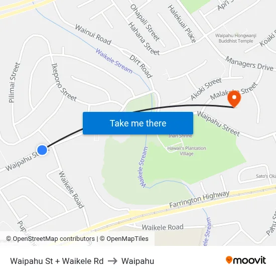 Waipahu St + Waikele Rd to Waipahu map