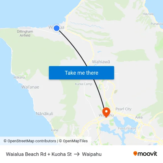 Waialua Beach Rd + Kuoha St to Waipahu map