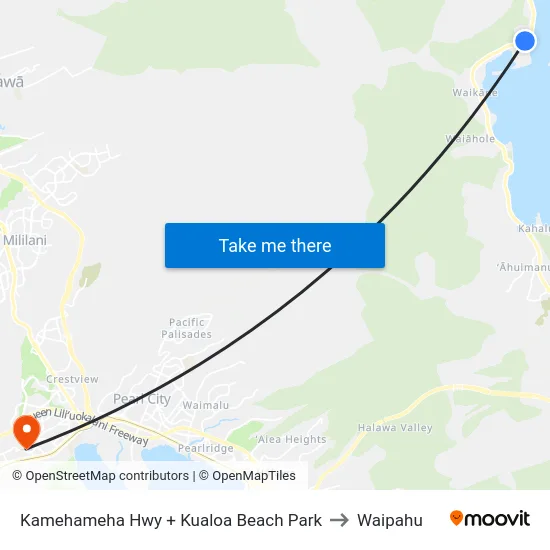 Kamehameha Hwy + Kualoa Beach Park to Waipahu map