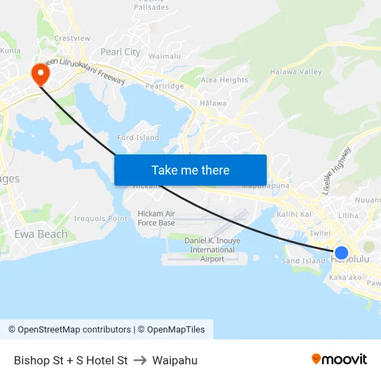 Bishop St + S Hotel St to Waipahu map